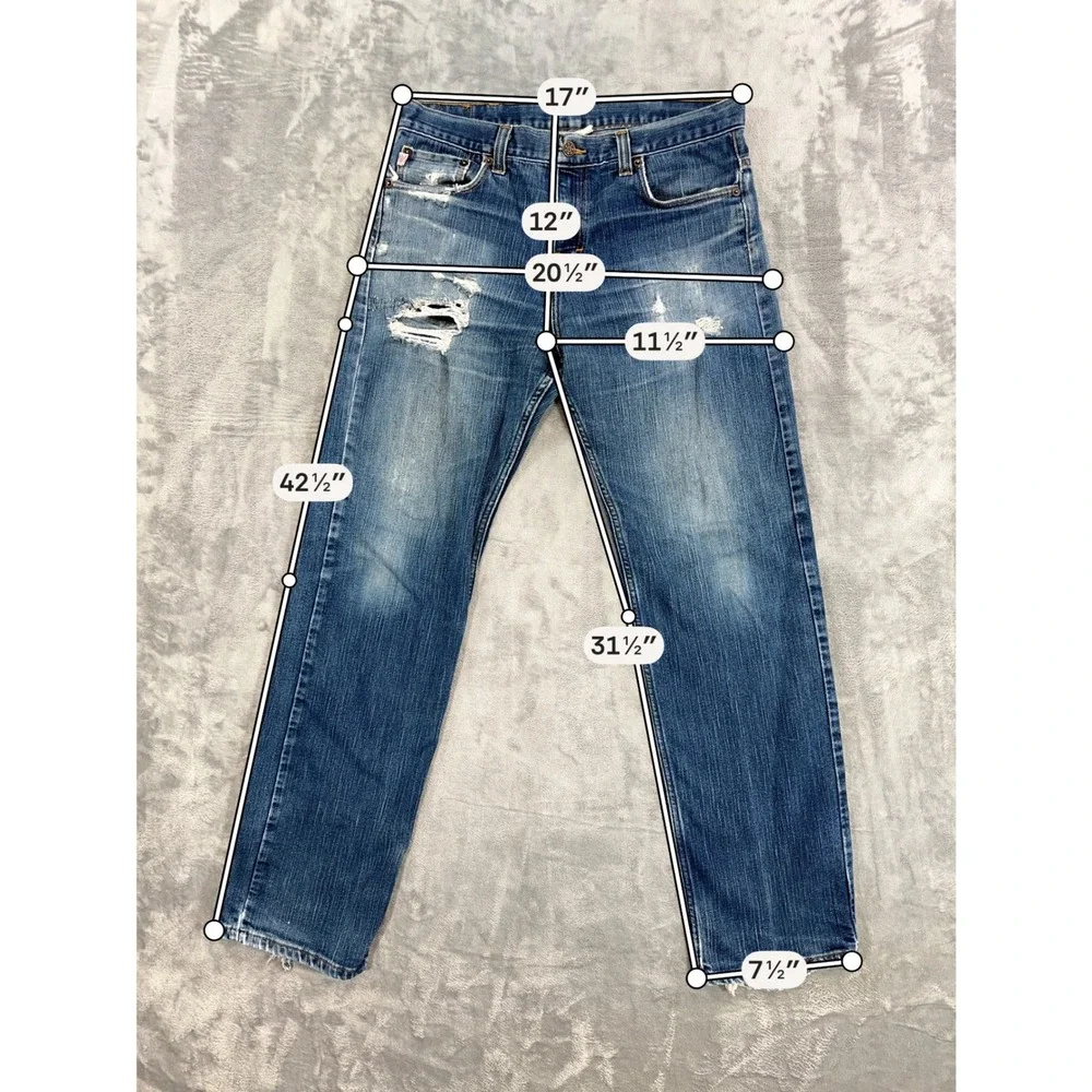 All American Clothing Straight Jeans Men's Size 34x32 Blue Distressed